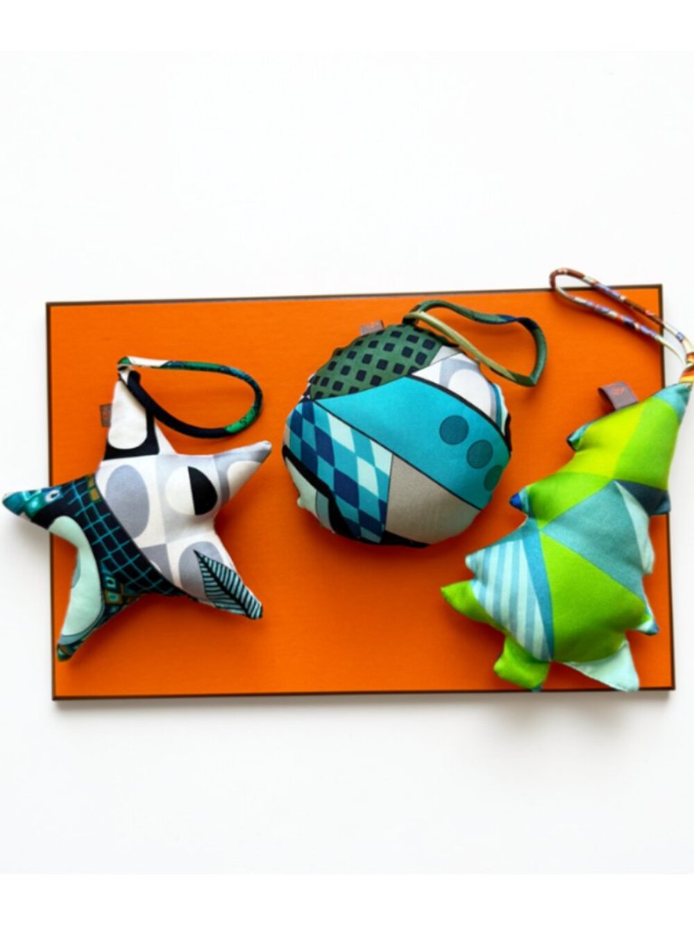 Hermes Silk Ornament Set of Three (3)